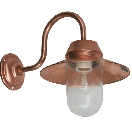 Bild 9: Kupfer roh, klares Glas Landhaus-Außenwandleuchte Bremen Kupfer Patina RO 1500: Kupfer roh, klares Glas