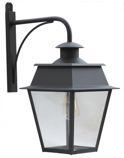 Bild 2: Elegante Außenleuchte Bordeaux mit Messing-Wandarm, schwarz seidenmatt Hängende Wandlaterne Bordeaux MM mit Messing-Wandarm: Elegante Außenleuchte Bordeaux mit Messing-Wandarm, schwarz seidenmatt