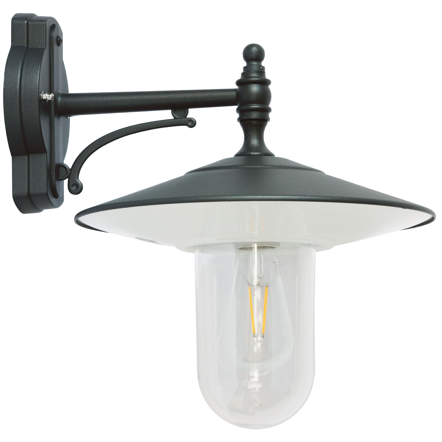 Traditionelle Hofleuchte: Wandlampe mit Zylinderglas Traditionelle Hofleuchte: Wandlampe mit Zylinderglas