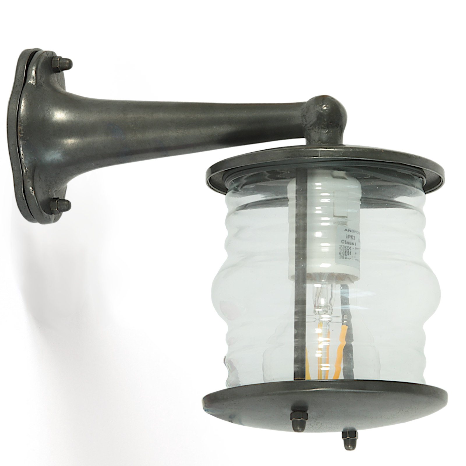 Small brass wall light N° 76 with wavy glass