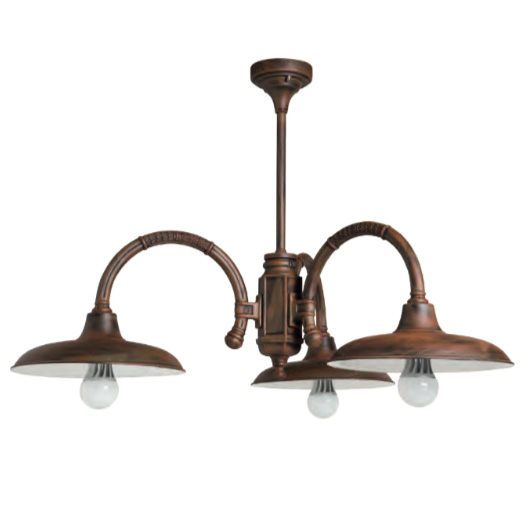Historical Three-flame Ceiling Lamp from Italy