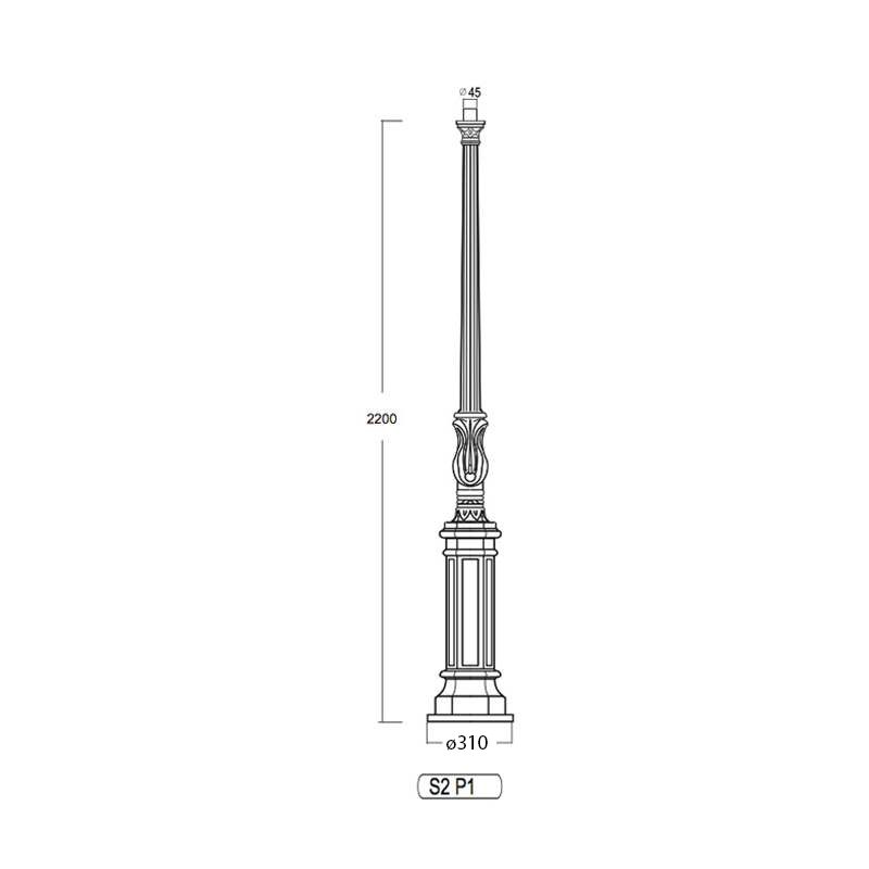 Lower Rhine Style Copper Post Light S2P1.42: Säule