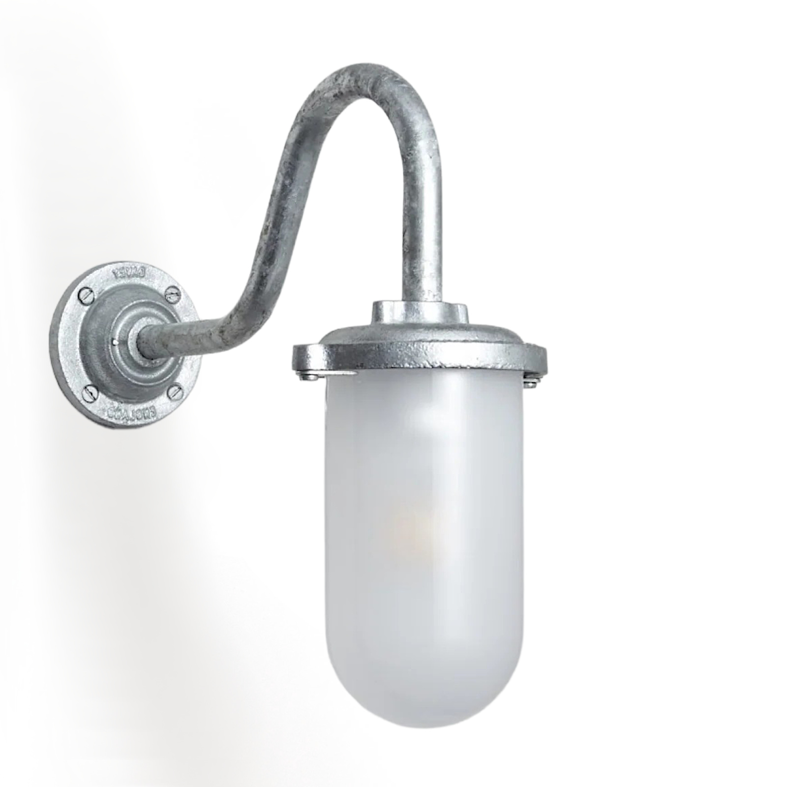 British Exterior Bracket Light with Swan Neck Arm in Galvanized Aluminium or Black Finish 7672F/S