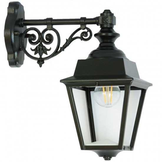 Bild 6: Nach unten gerichtet, schwarz Kleine Außen-Wandleuchte Chenonceau mit nostalgischem Wandarm: Nach unten gerichtet, schwarz