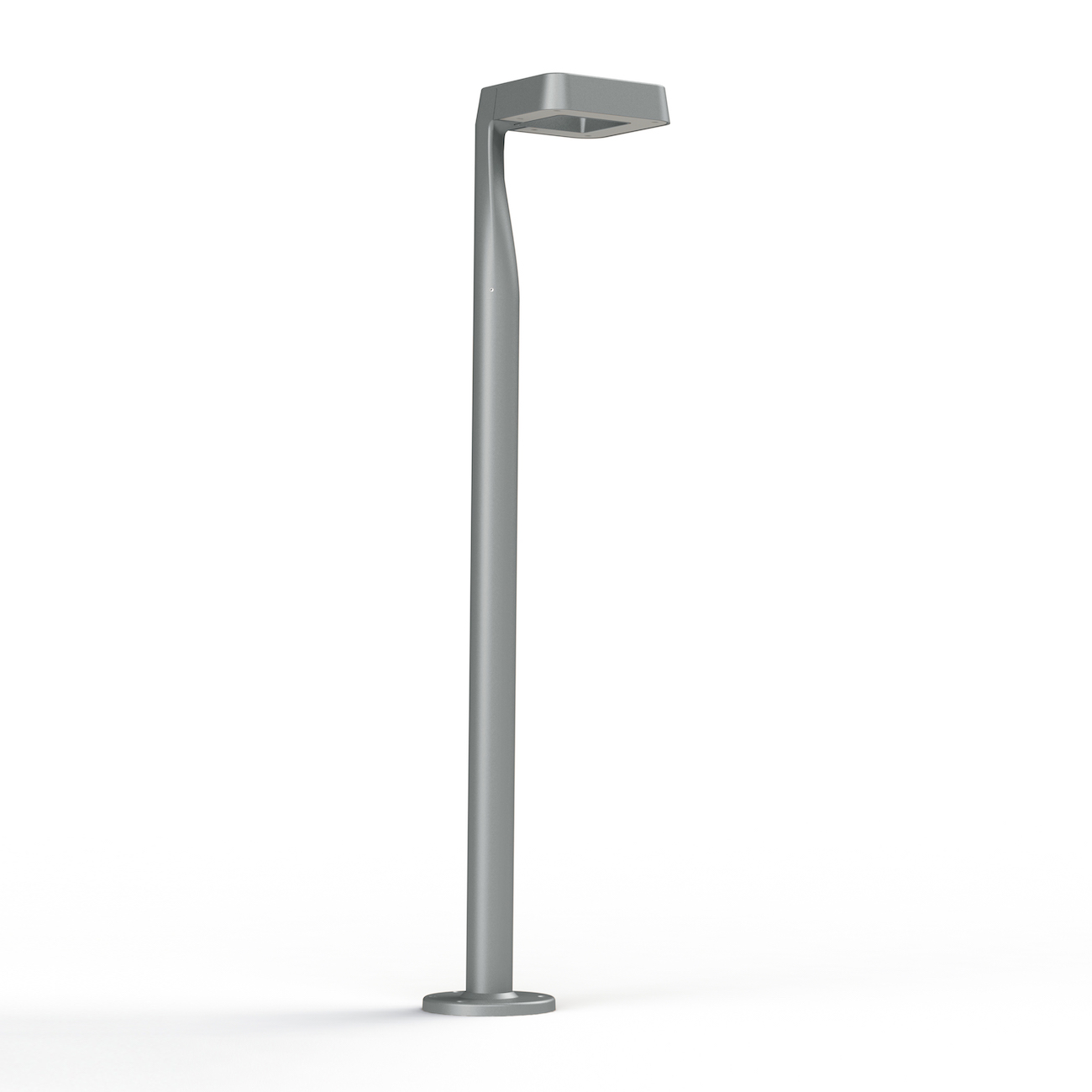 Modern LED post light Square: Modell 2, Seidengrau RAL 7044
