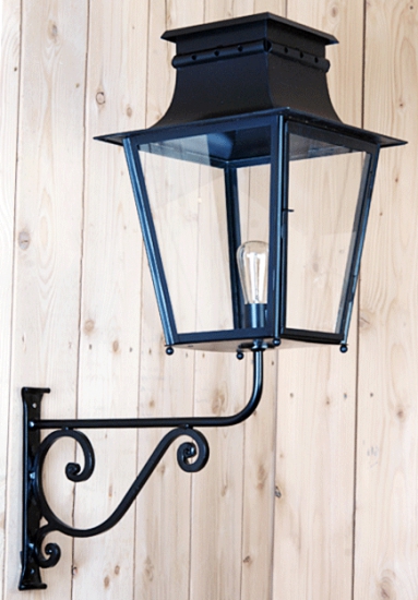 Large French Brass Lantern with Iron Bracket Morzine TGM