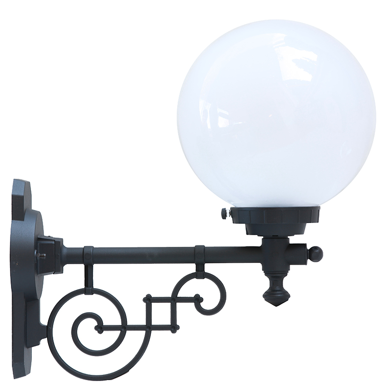 Historical glass ball light with Art Nouveau wall arm