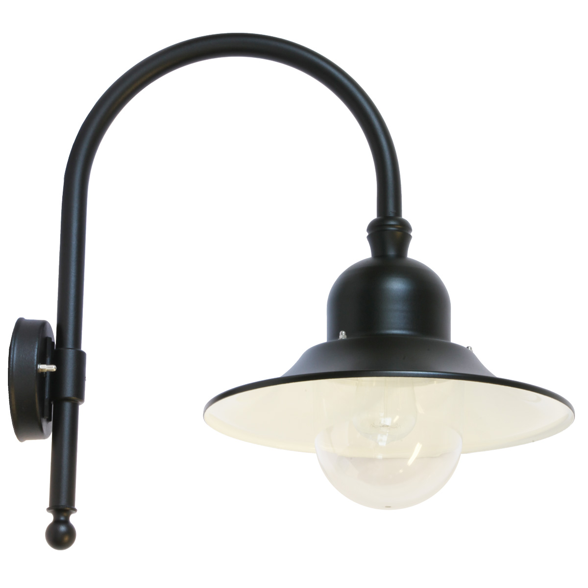 Industrial-style Outdoor Wall Light with Bow Arm Industrial-style Outdoor Wall Light with Bow Arm
