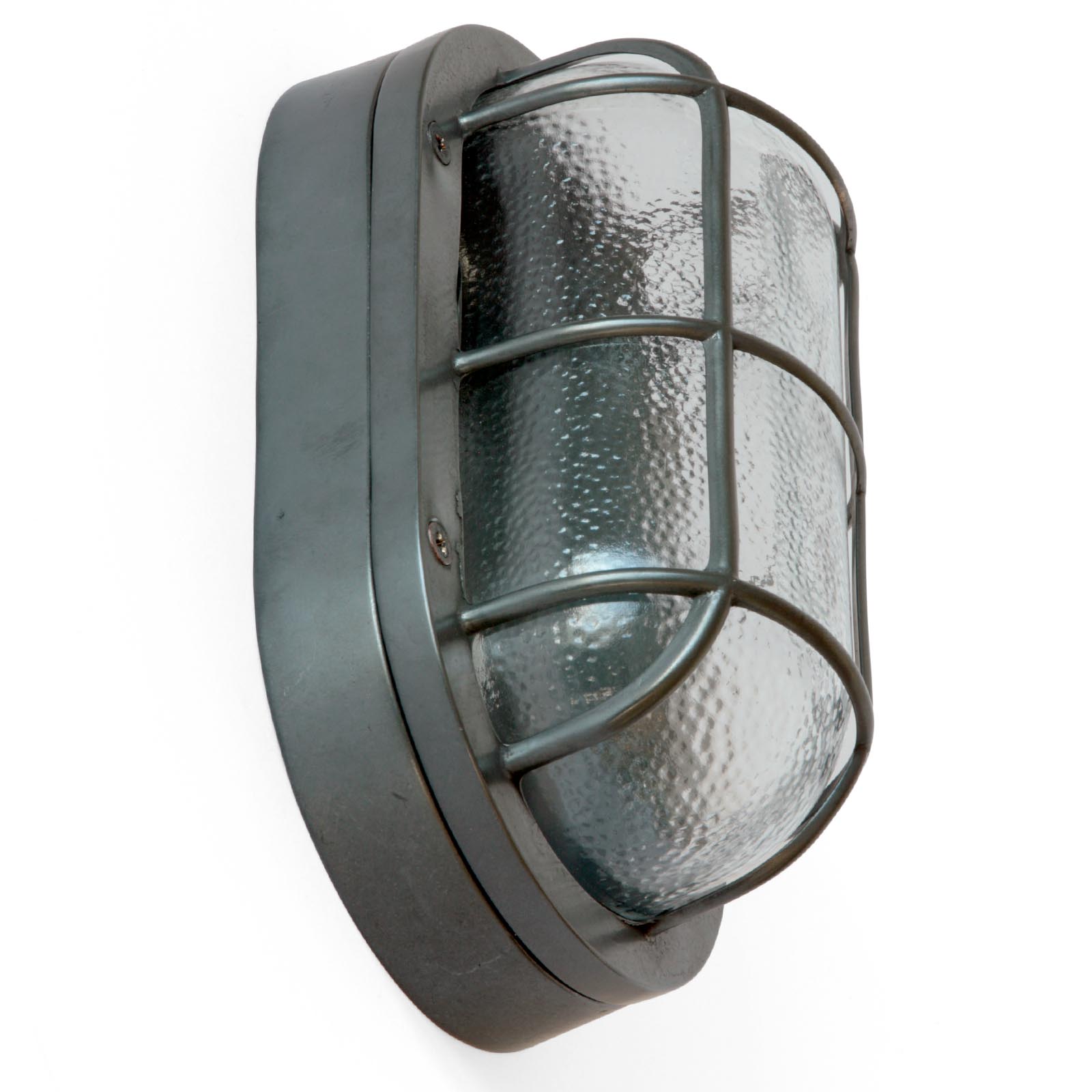 Large marine brass wall light with pearl glass: Messing schwarz patiniert