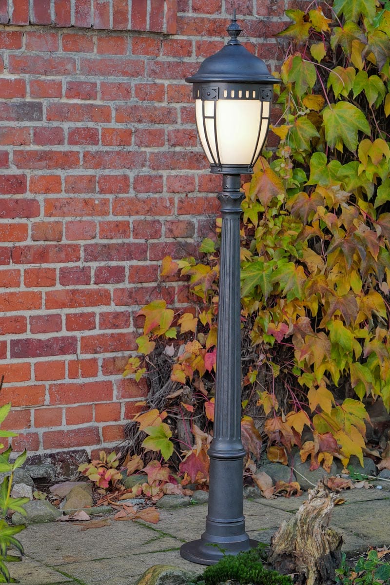 Small Art Nouveau Post Light with Fluted Column and Opal Glass AL 6961, 154 cm