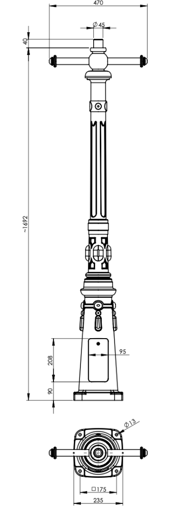 Bild 3: Mast Standleuchte mit Leitereisen und Laterne Hamburg.31: Mast