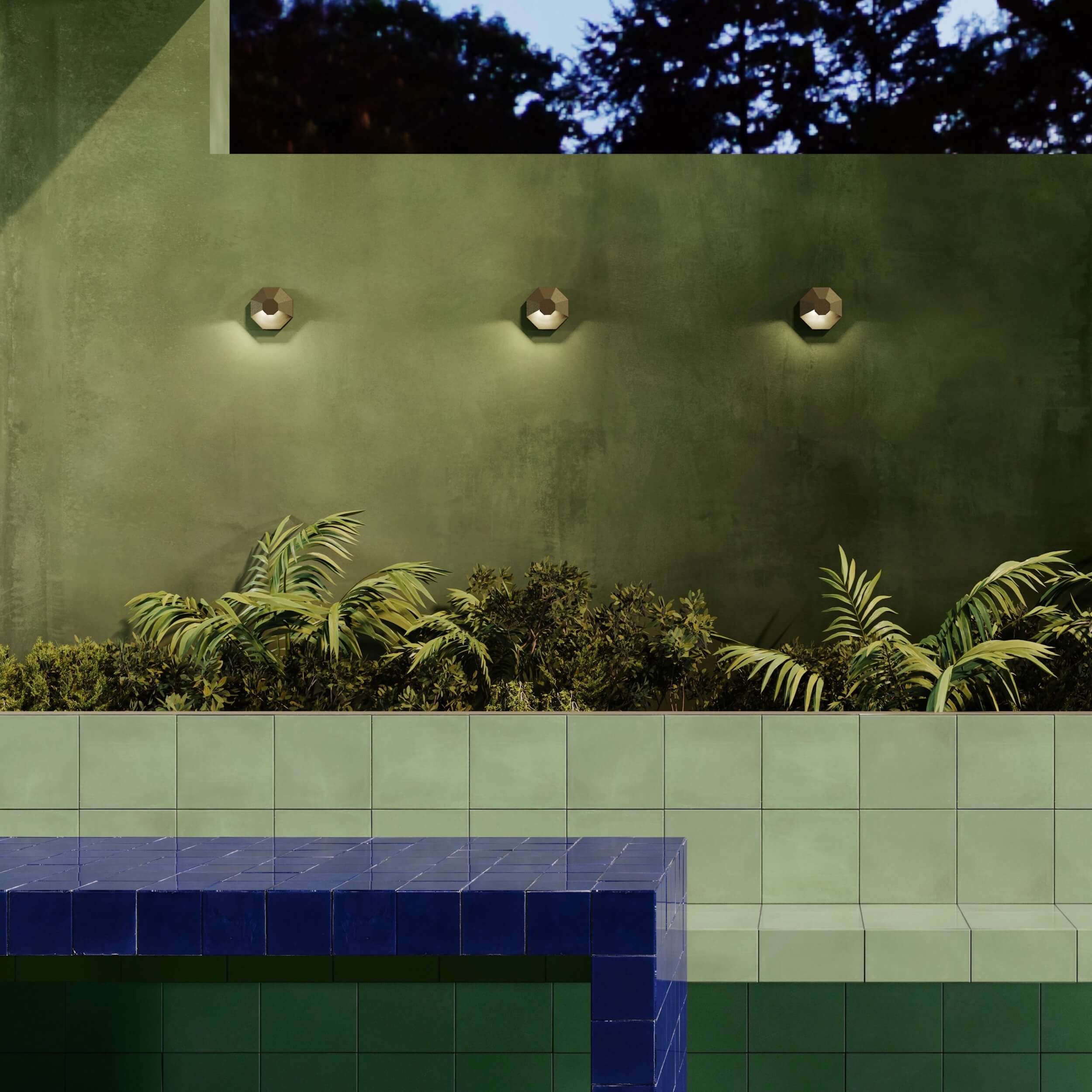 Wandfluter Octo aus Messingguss mit drei Öffnungen, Bild 3 Wandfluter Octo aus Messingguss mit drei Öffnungen, Bild 3