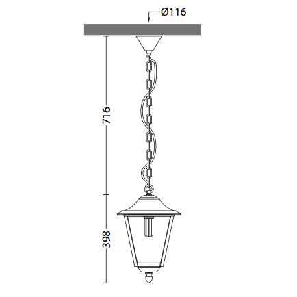 Hanging Lamp for Outdoors with a Lantern Form