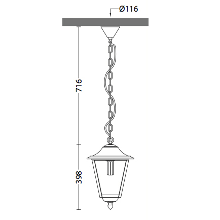 Hängelampe für außen in Laternenform Hängelampe für außen in Laternenform