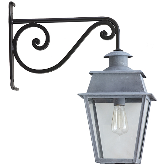 French Wall Lantern Bordeaux in aged zinc