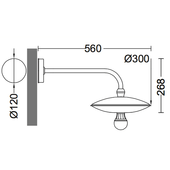 Simple Outdoor Wall Light without Glass: Abmessungen: Wandlampe für außen ohne Glas