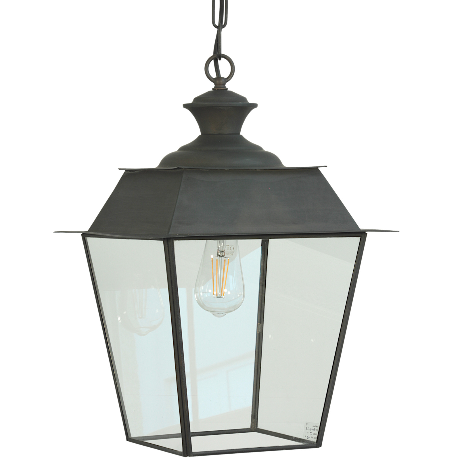 Vierseitige Messing-Hängelaterne aus Frankreich