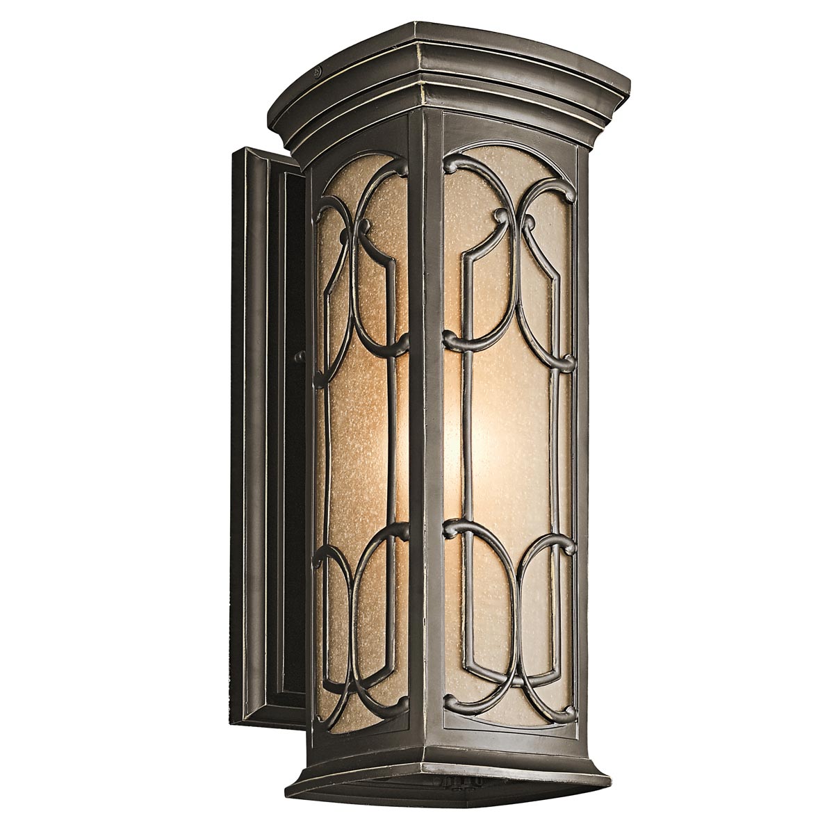 Detailed Wall Light With Amber-Coloured Glass, 45 cm