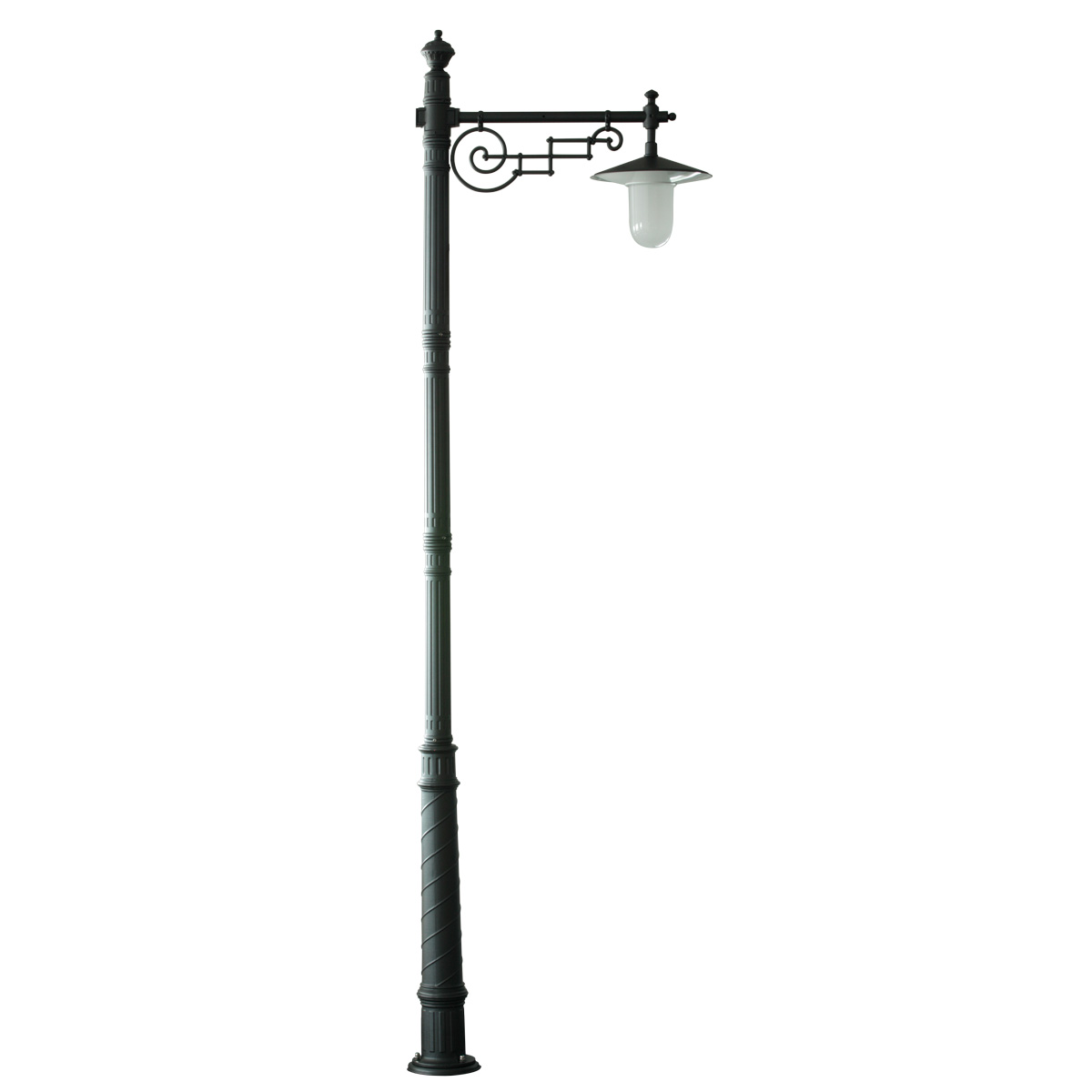 Tuscan Post Light with Shade and Ornamented Bracket