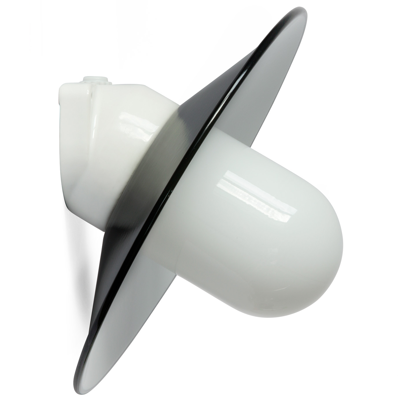 Bild 3: Dargestellt mit opalem Zylinderglas Emaille-Lampe mit Porzellansockel WZKR 2010: Dargestellt mit opalem Zylinderglas