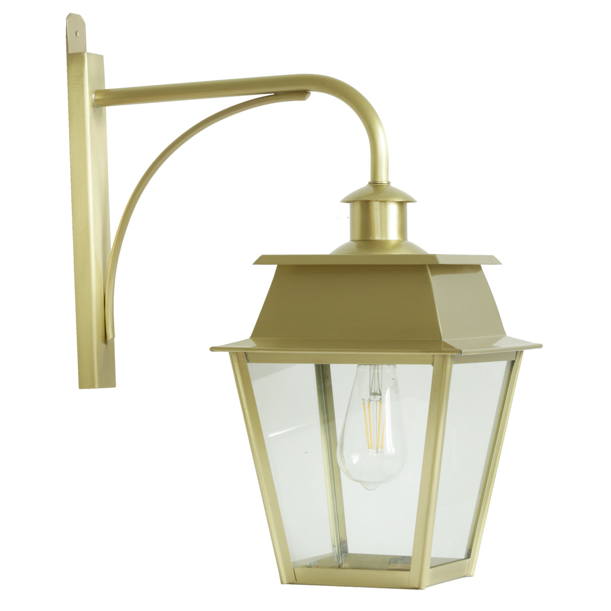 Bild 5: Abgebildet in Messing satiniert: Elegante Wandlaterne Bordeaux Hängende Wandlaterne Bordeaux MM mit Messing-Wandarm: Abgebildet in Messing satiniert: Elegante Wandlaterne Bordeaux