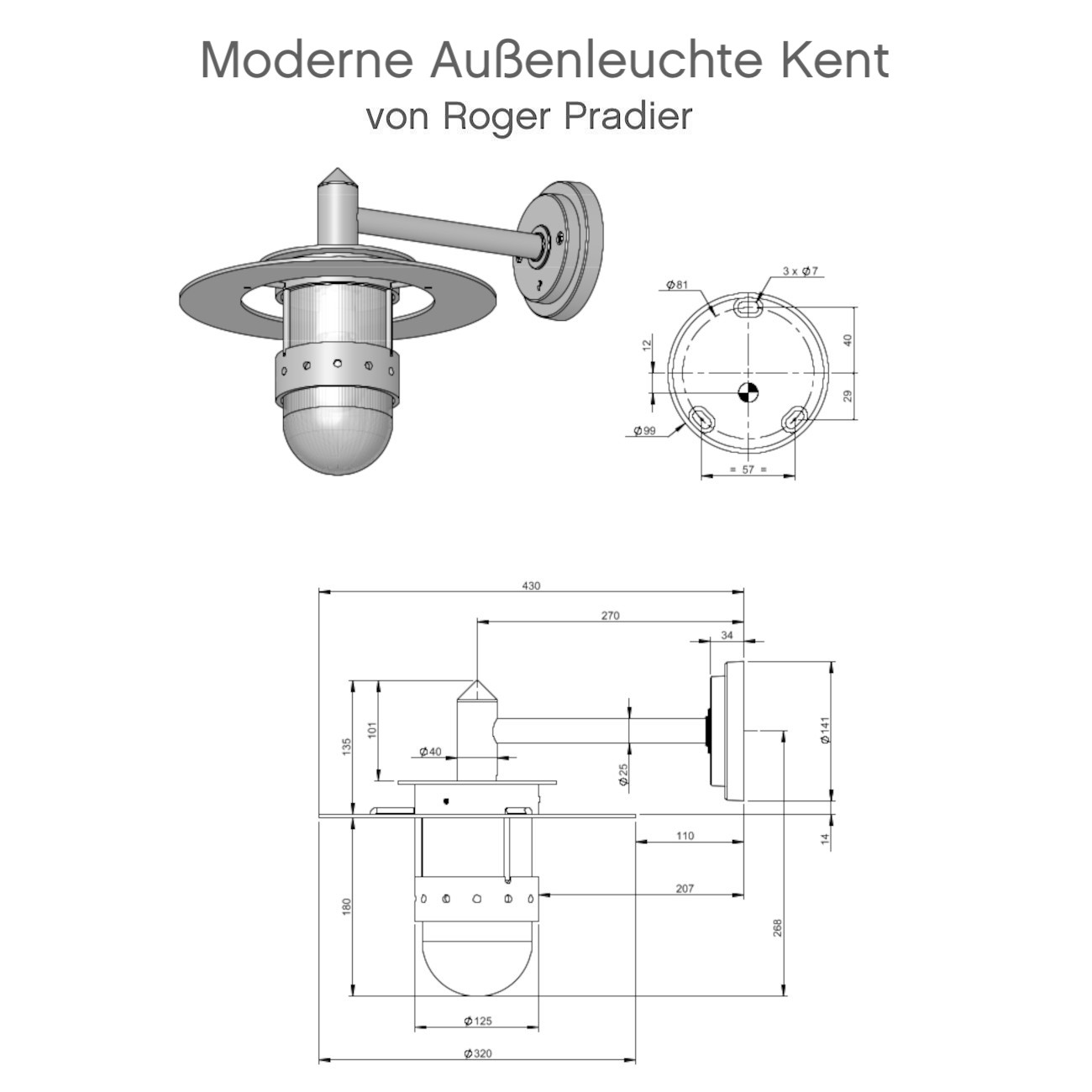 Moderne Außenleuchte Kent mit Glassturz, Bild 6 Moderne Außenleuchte Kent mit Glassturz, Bild 6