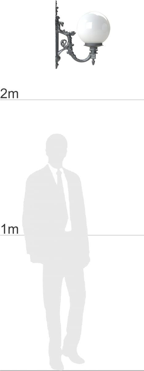 Historische Kugelleuchte Prag M-L 01 mit Jugendstil-Wandarm, Bild 8 Historische Kugelleuchte Prag M-L 01 mit Jugendstil-Wandarm, Bild 8