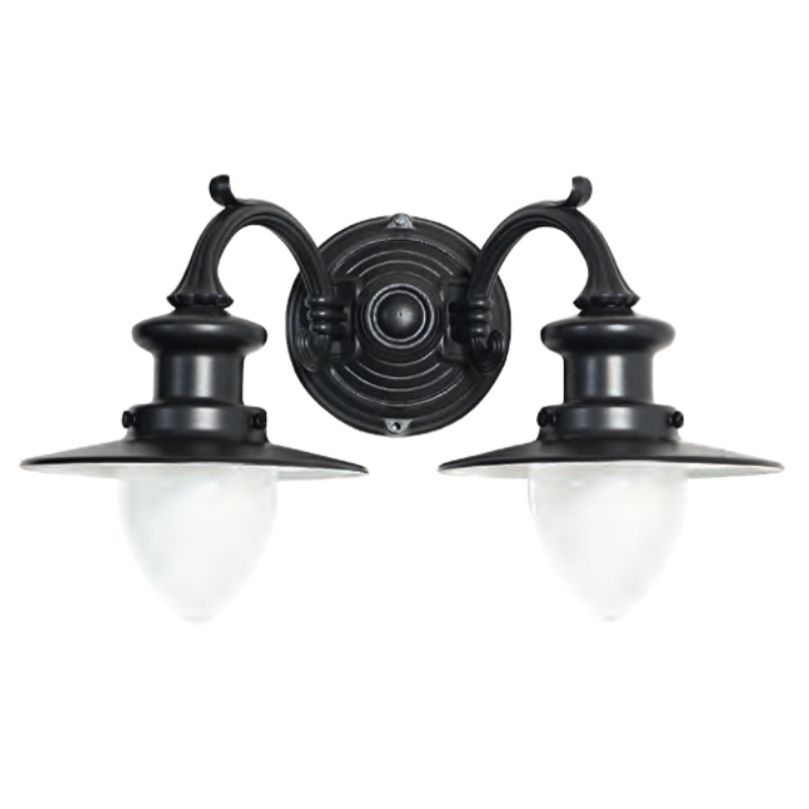 Zweiflammige Wandlampe für Außen mit Spitzzylindern, Bild 3 Zweiflammige Wandlampe für Außen mit Spitzzylindern, Bild 3