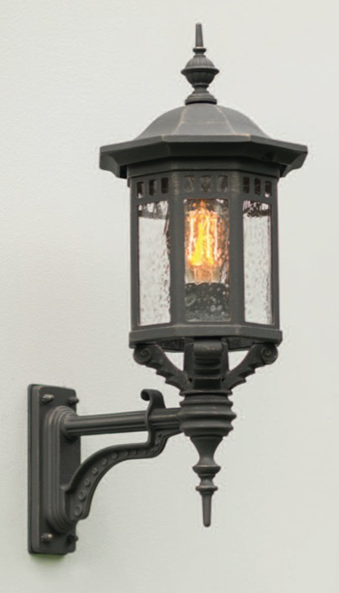 Wandleuchte aus Schmiedeeisen mit Antikglas WL 3448 Wandleuchte aus Schmiedeeisen mit Antikglas WL 3448