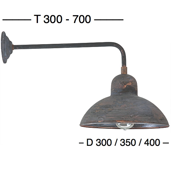 Bild 2: Wandleuchte für Außen Solingen RO 140: die verfügbaren Größe Bauhaus-Wandleuchte für außen Solingen RO 140 Kupfer Patina: Wandleuchte für Außen Solingen RO 140: die verfügbaren Größe