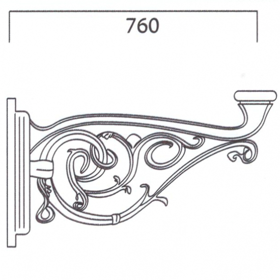 Langer Wandarm aus Stahlrohr und Aluminiumguss WA 830