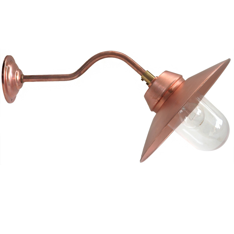 Landhaus-Wandlampe BW 235 Kupfer mit Schwanenhalswandarm Landhaus-Wandlampe BW 235 Kupfer mit Schwanenhalswandarm