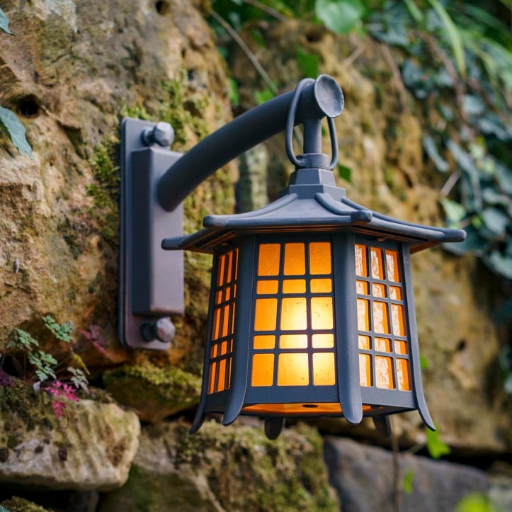 Asian-Inspired Wrought Iron Wall Lantern WL 3744