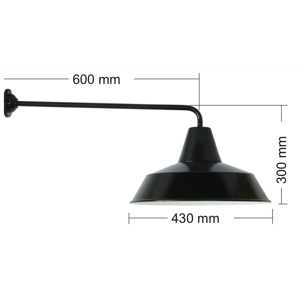 Außenwandleuchte im Fabrikstil mit langem Arm W290L (Ø 42 cm), Bild 4 Außenwandleuchte im Fabrikstil mit langem Arm W290L (Ø 42 cm), Bild 4