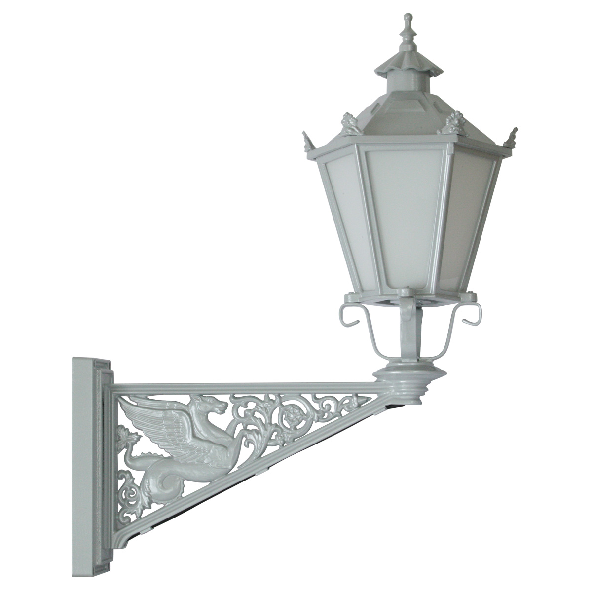 Bild 6: Wandleuchte Alt Berlin mit historischem Ausleger, RAL 9006 Weißaluminium, Opalglas Wandleuchte Alt Berlin G 11 mit historischem Ausleger: Wandleuchte Alt Berlin mit historischem Ausleger, RAL 9006 Weißaluminium, Opalglas