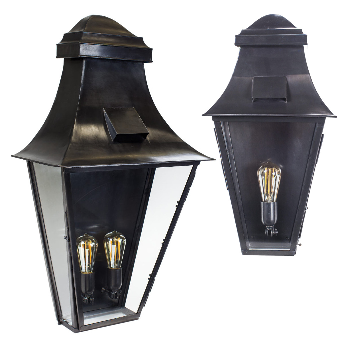Large Brass Half Lantern Gracieuze with LED-Spots