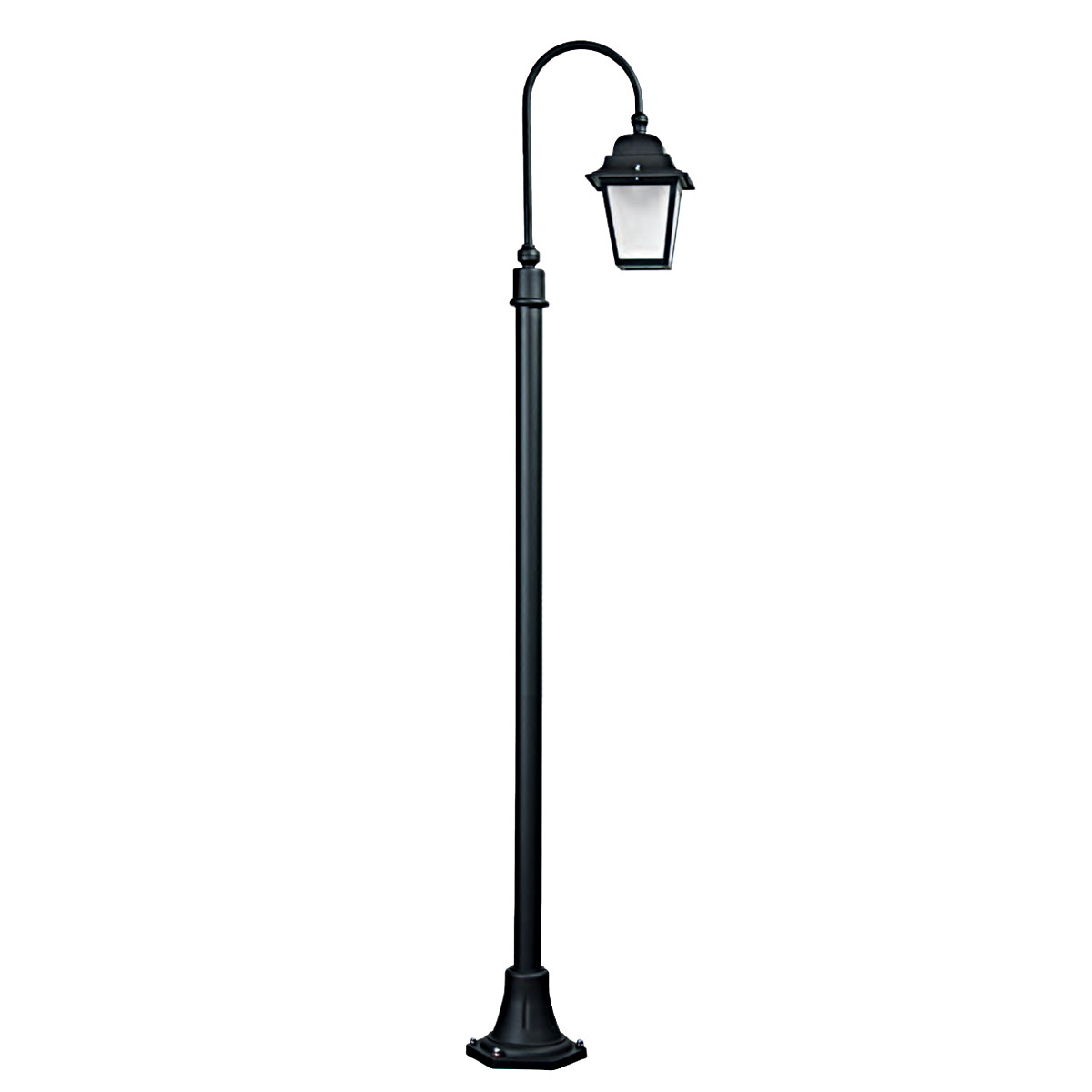 Historic Lamp Post with Lantern Hanging from Curved Arm