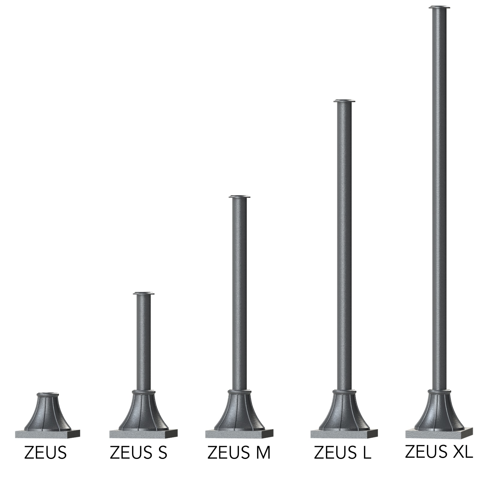 Mastserie ZEUS in fünf Größen 17 / 50 / 83 / 117 / 151 cm