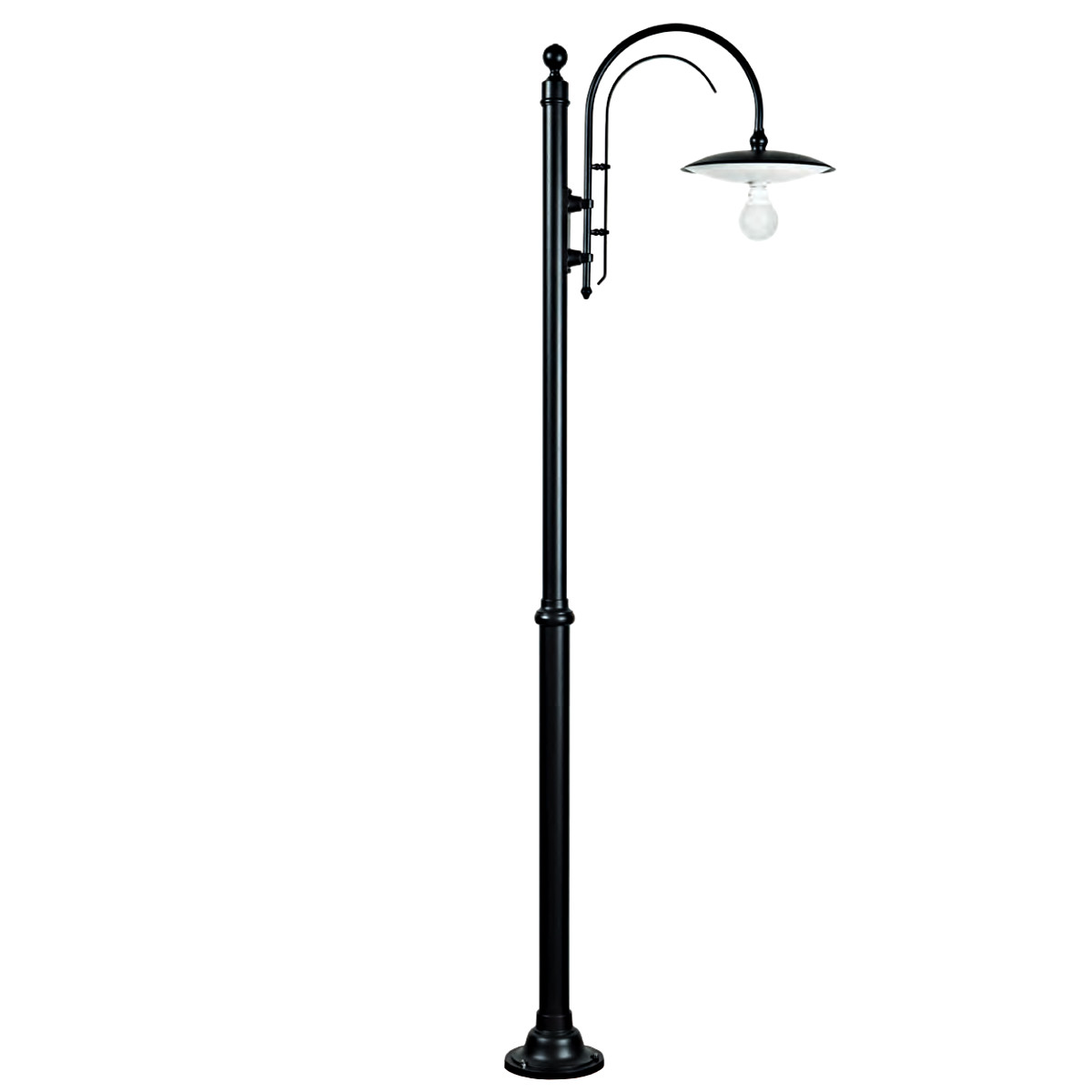 Mediterranean Lamp Post with Decorated Bow Arm