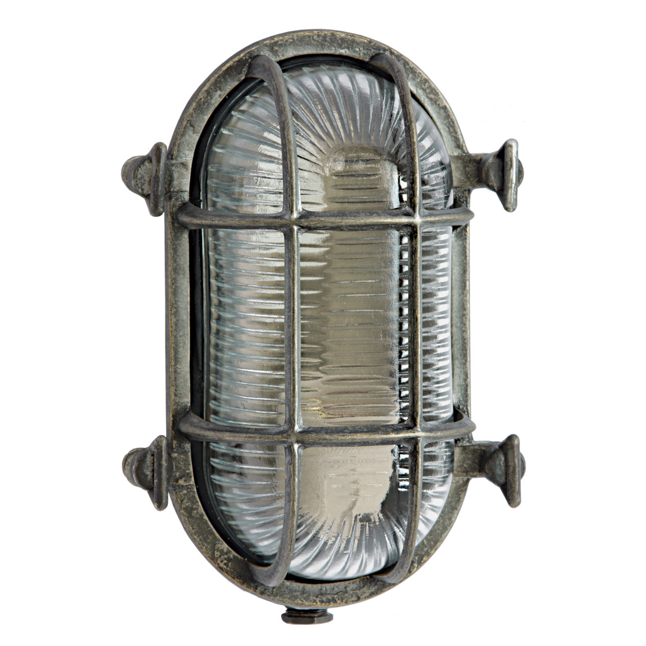 Fig. 1: Finish: antique pewter Industrial outdoor wall light with butterfly nuts: Finish: antique pewter