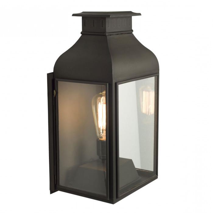 Wall Lantern - Weathered Brass, Clear Glass