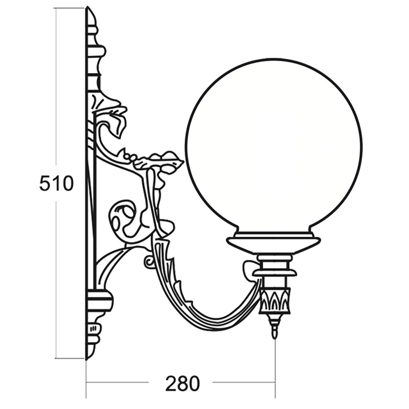Historische Kugelleuchte Prag M-L 01 mit Jugendstil-Wandarm, Bild 5 Historische Kugelleuchte Prag M-L 01 mit Jugendstil-Wandarm, Bild 5