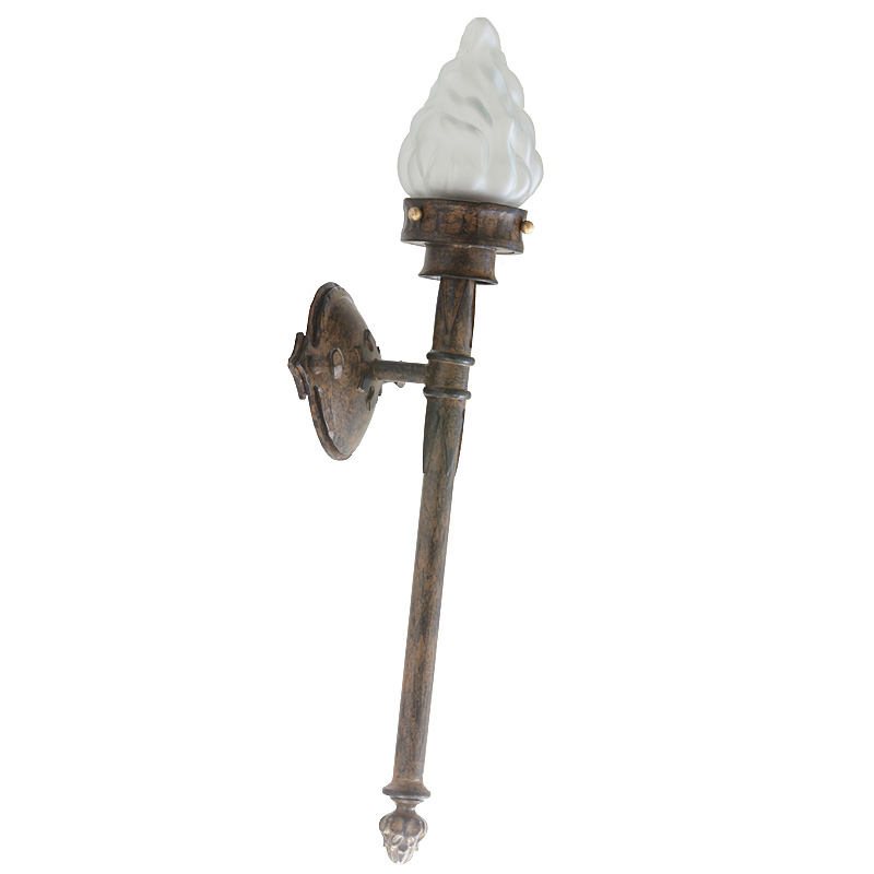 Bild 3: Schmiedeeisen-Wandfackel für Außen, kleines Modell, Patina Schmiedeeisen-Wandfackel für Außen: Schmiedeeisen-Wandfackel für Außen, kleines Modell, Patina
