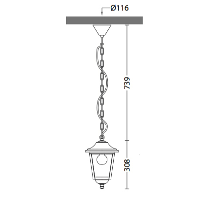 Hängelampe für außen in Laternenform Hängelampe für außen in Laternenform