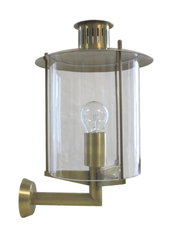 Brass Outdoor Light with Hand Blown Crystal Glass Cylinder