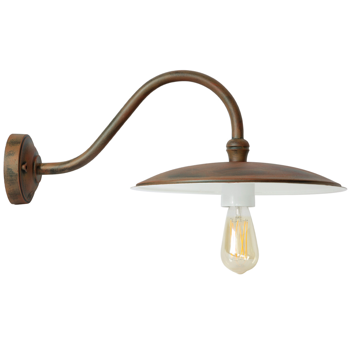 Bild 1: Abgebildet in Rostfarben mit LED-Edisonbirne (nicht im Lieferumfang): Wandlampe für außen ohne Glas mit Schwanenhals Wandlampe für außen ohne Glas mit Schwanenhals: Abgebildet in Rostfarben mit LED-Edisonbirne (nicht im Lieferumfang): Wandlampe für außen ohne Glas mit Schwanenhals