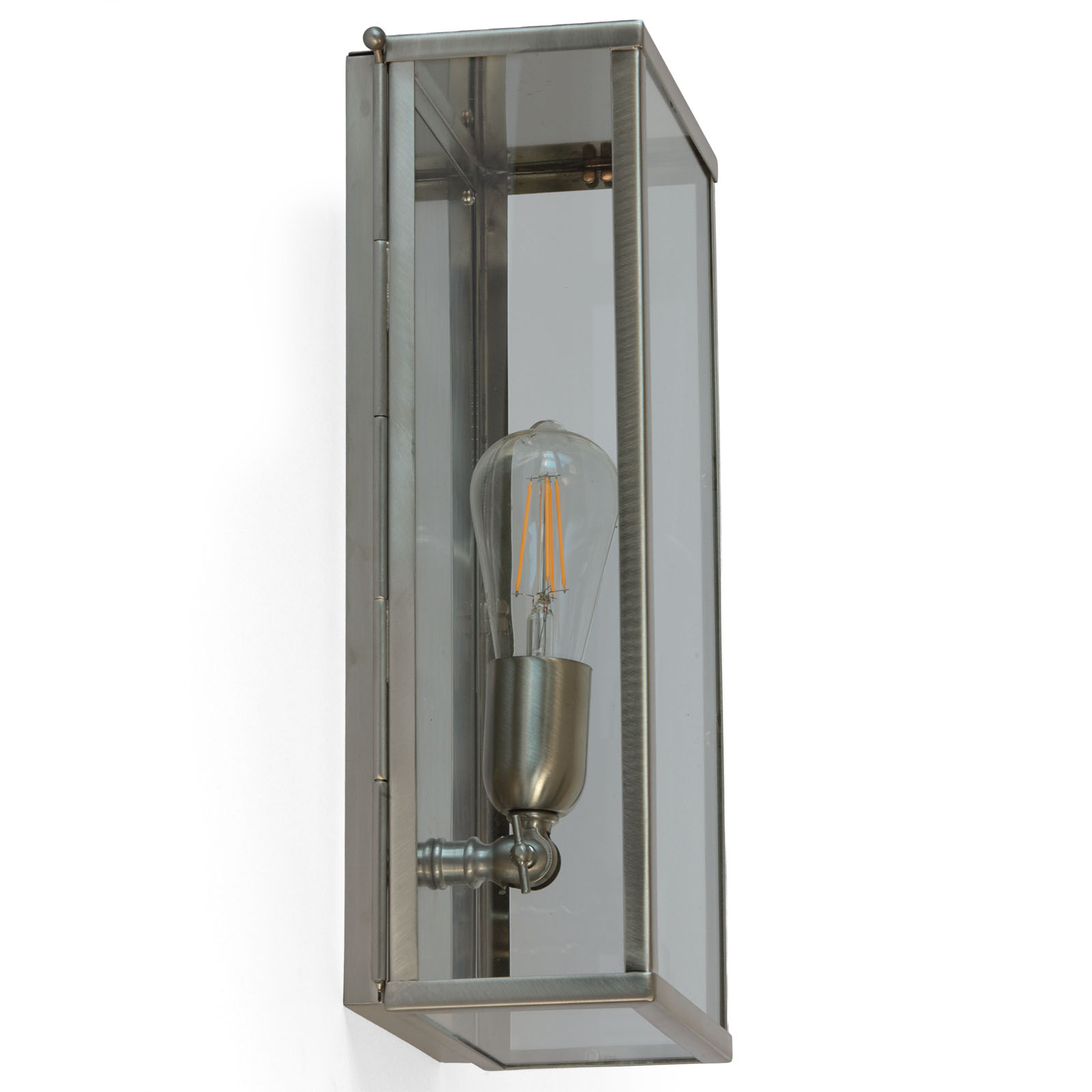 Kassetten-Wandleuchte Vitrine 1LN in Bronze, Chrom und Nickel: Abgebildet in vernickelt