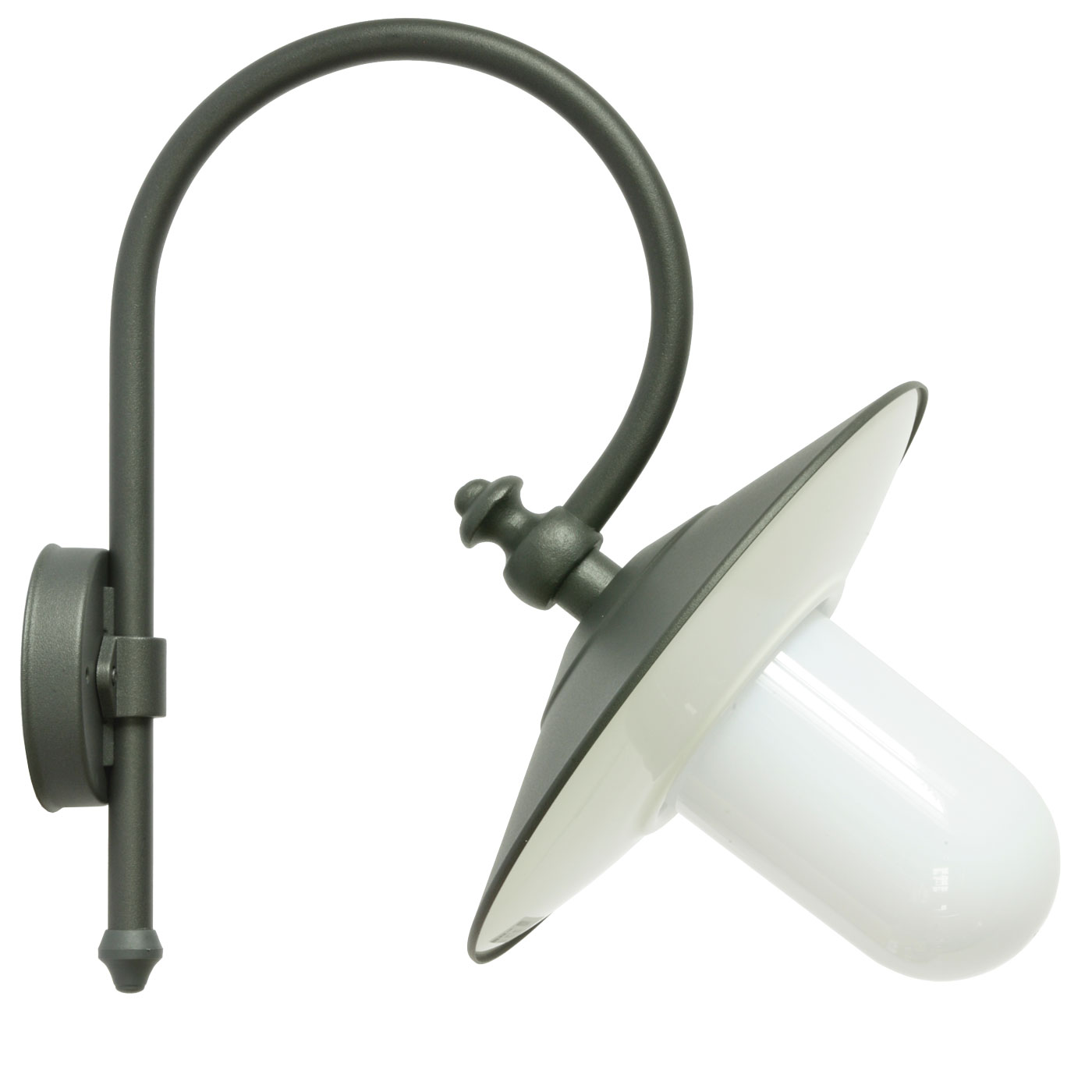 Forward-facing Wall Lamp with Bow Arm for Outdoors