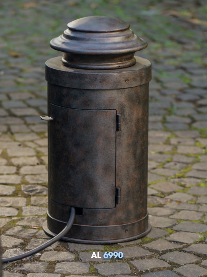 Wrought Iron Power Bollard with Outdoor Sockets AL 6990