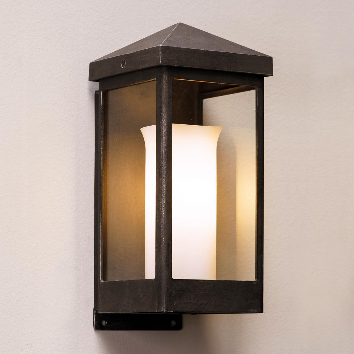 Box Wall Light with Pointed Roof and Candle Spout WL 3698